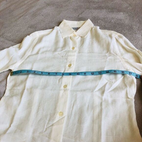 NWOT Como Sport Women’s Floral pattern Solid Cream Collared Long Sleeve Button D - Picture 6 of 16